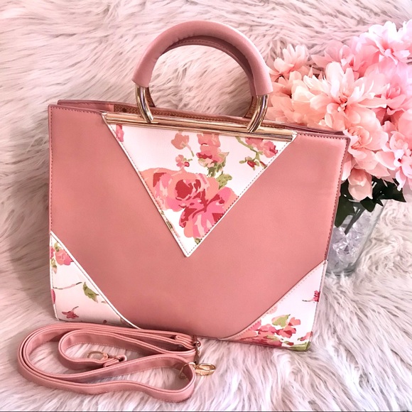 Eight by Under One Sky Pink Floral Handbag - Picture 5 of 9